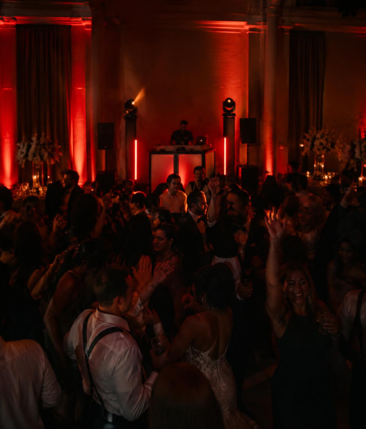 Wedding dance floor with DJ booth